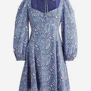 J. Crew x Liberty London cotton Blue Paisley Dress